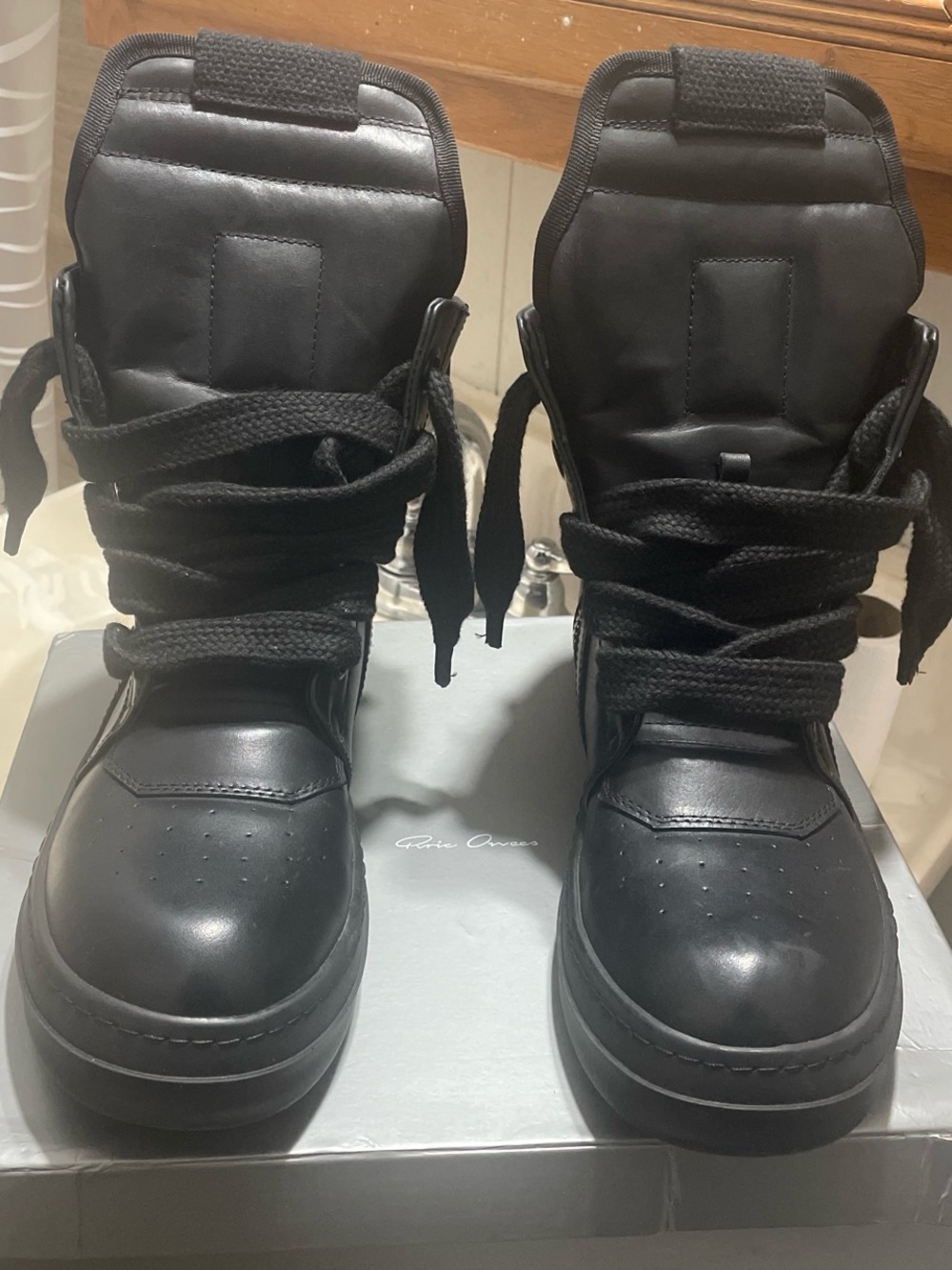 All black rick Owen geo baskets